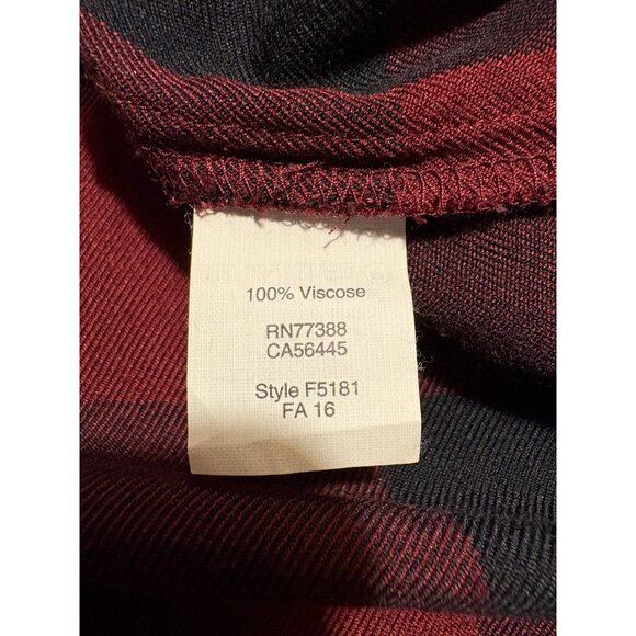 MADEWELL Shirt Dress Short Sleeve Deep Red Black Plaid Classic Holiday Size XS - Picture 6 of 7